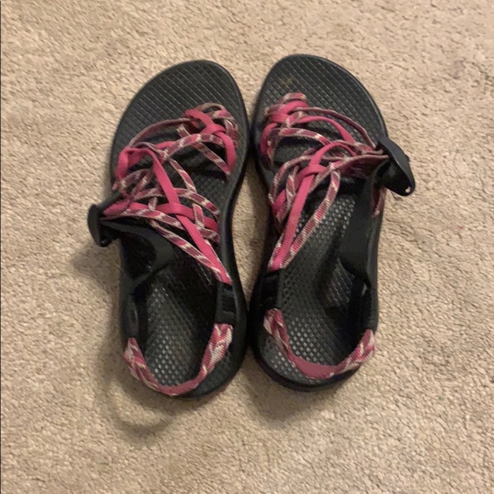 pink and purple chacos